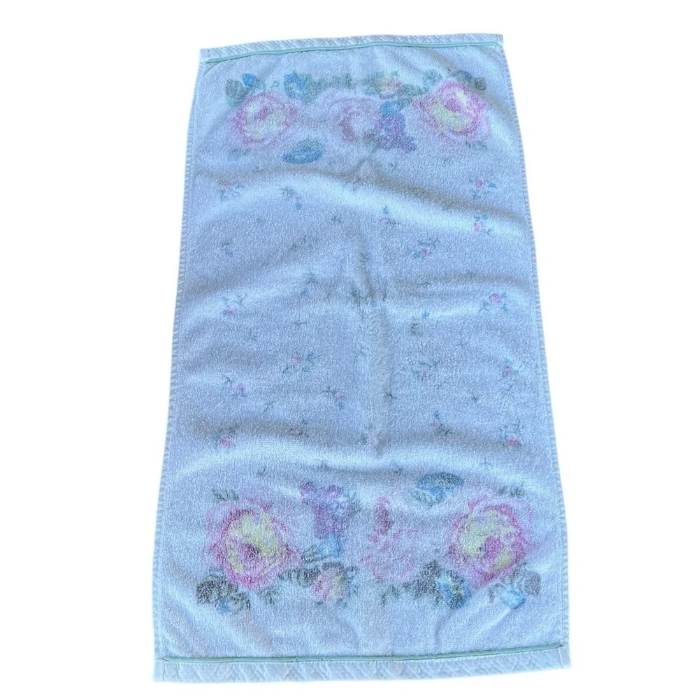 Vintage Laura Ashley 4-Piece Bath Towel Set Cottagecore Roses 90s Cotton GUC